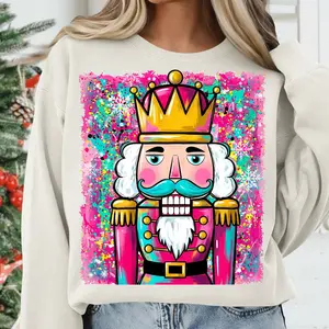 Preppy Watercolor Nutcracker Shirt, Glitter Nutcracker Tee, Y’all Are Nuts T-Shirt, Coquette Christmas Sweatshirt, Merry Christmas Apparel