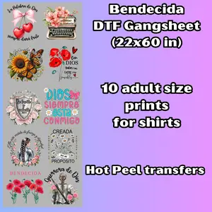 G52 Bendecida Religion transfers for shirts (12 images)