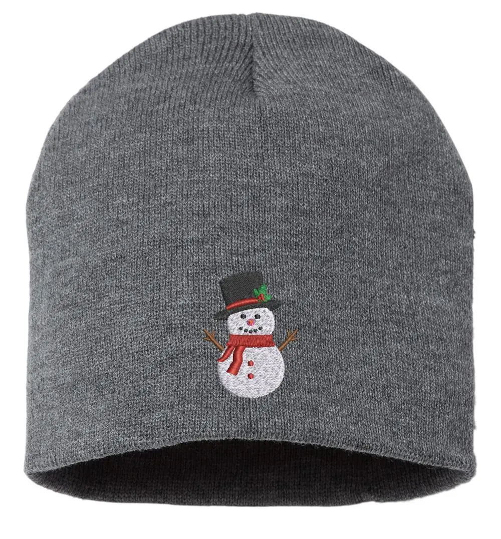 Snowman Embroidered Beanie, Snow Man Hat, Christmas Beanie, Holiday Hat, Festive Hat