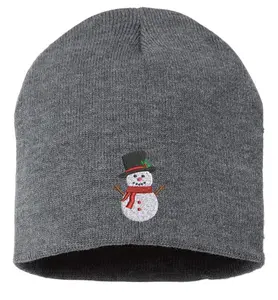 Snowman Embroidered Beanie, Snow Man Hat, Christmas Beanie, Holiday Hat, Festive Hat