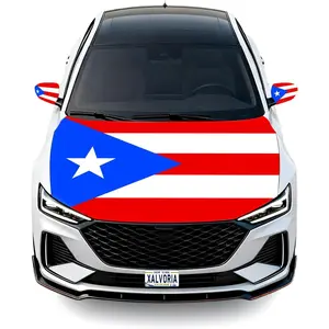 Puerto Rico Flag Car Hood & Side Mirror Covers – 4x5.25 ft Stretchable Polyester Spandex, Universal Fit, Vibrant Colors, Patriotic Car Accessories for Cars, Trucks & SUVs