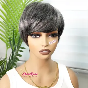 ShowRealHair Stylish Gray Pixie Cut Wig Short Hair for Women Comfortable Natural Look Perfect Daily Wear