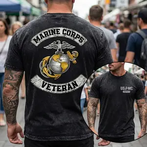 American Veteran Patriotic Acid Wash Oversized Shirt, Mineral Wash Retro Vintage T Shirt, Stone Mineral Wash 90s Style Top, Distressed Unisex 100% Cotton Grunge Tee