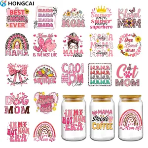 20pcs UV DTF Mother Theme Glass Transfer Stickers, Romantic 3D Crystal Labels, High Quality, Strong Adhesion, Suitable for Water Bottles