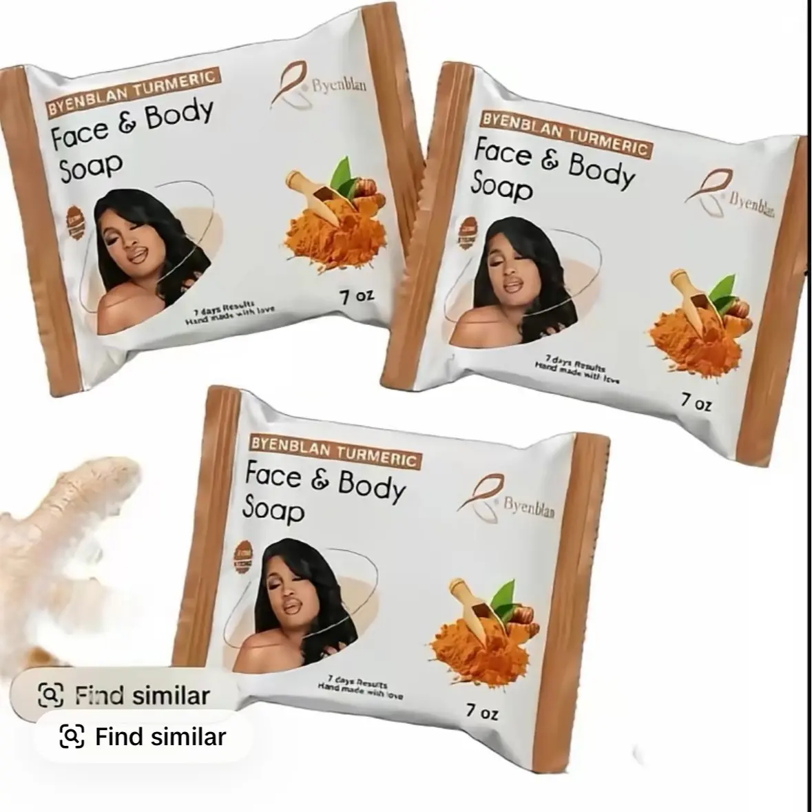 Byenblan 3-Pack Natural Turmeric Face & Body Soap, Beauty & Personal Care Bath & Shower Skin Cleanser