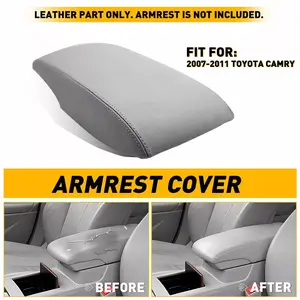 Gray Leather Center Console Armrest Cover for 2007-2011 Toyota Camry