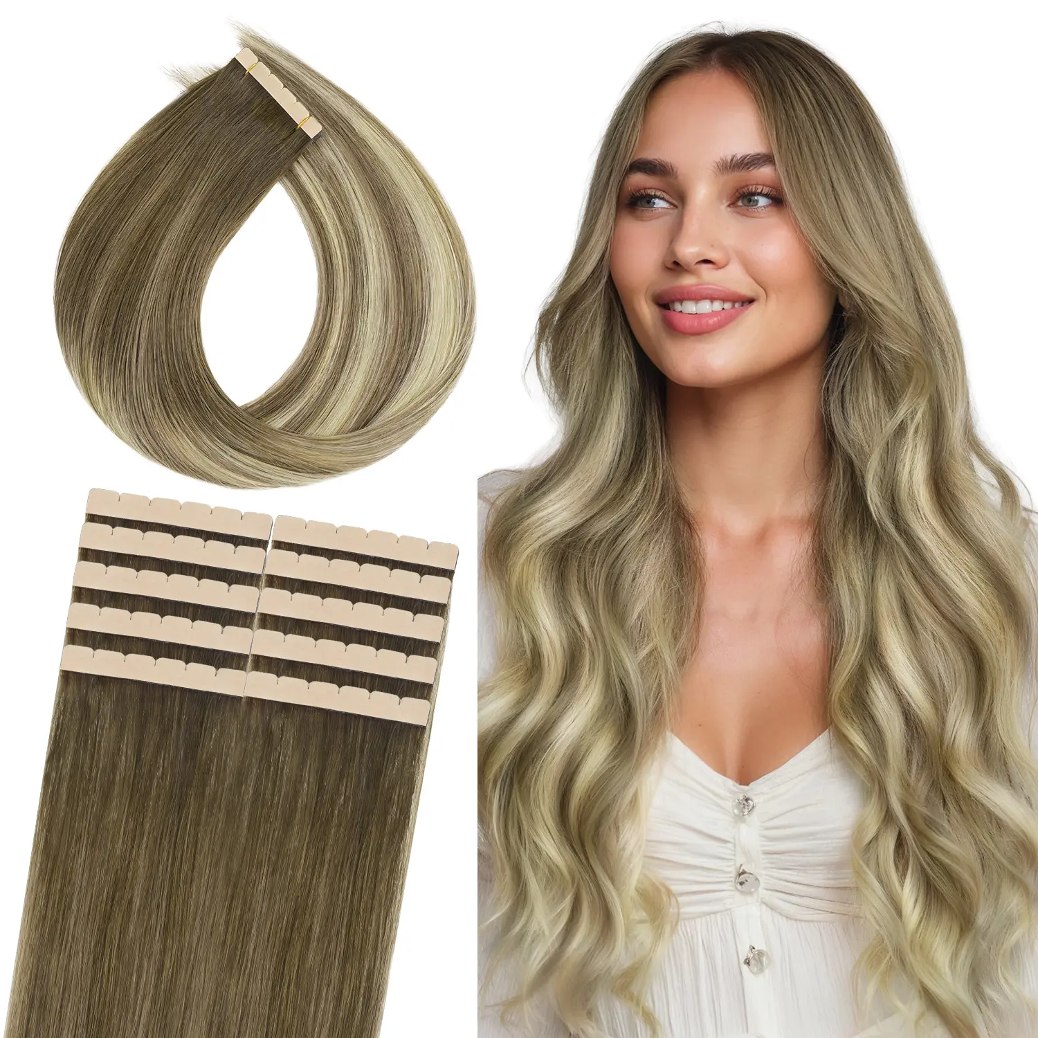 #3/8/613 Walnut Brown to Ash Brown Bleach Blonde