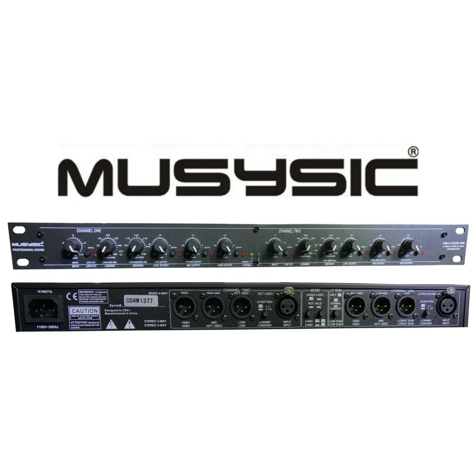 Professional 2/3/4-Way Audio Stereo Sound Processing Crossover MU-CO4W