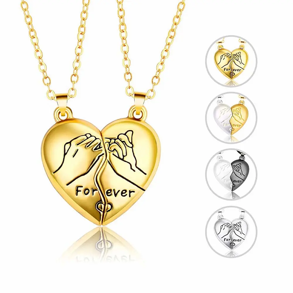 Hook heart shaped couple necklace couple love magnetic pendant necklace men and women daily wear gift