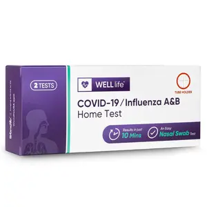 WELL Life Covid-19/Flu A&B Home Test, Covid Home Test - Result in 10 Minutes, 3-in-1 FDA EUA Authorised Home Test Kit