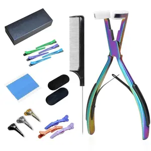 Tape in Pliers Tape in Extension Tool Kit Professional Flat Surface Sealing Hair Extension Plier For Tape in Hair Extension Tape in Kit for Hair Extension (Rainbow)