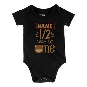 Funny Baby Babysuit Personalized Name & Birthday Letter Print Baby Short Sleeve Onesies Romper For Infant, Newborn Boys Girls Soft Casual Outfit, Outdoor Baby Bodysuits