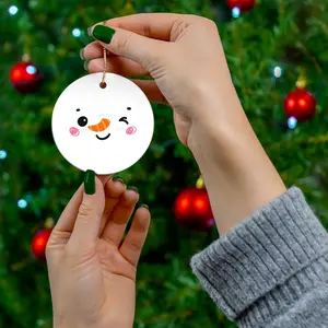 Winking Snowman Ceramic Ornament, Christmas Tree Decor 2024  ornament christmas  ornaments Pack Circle