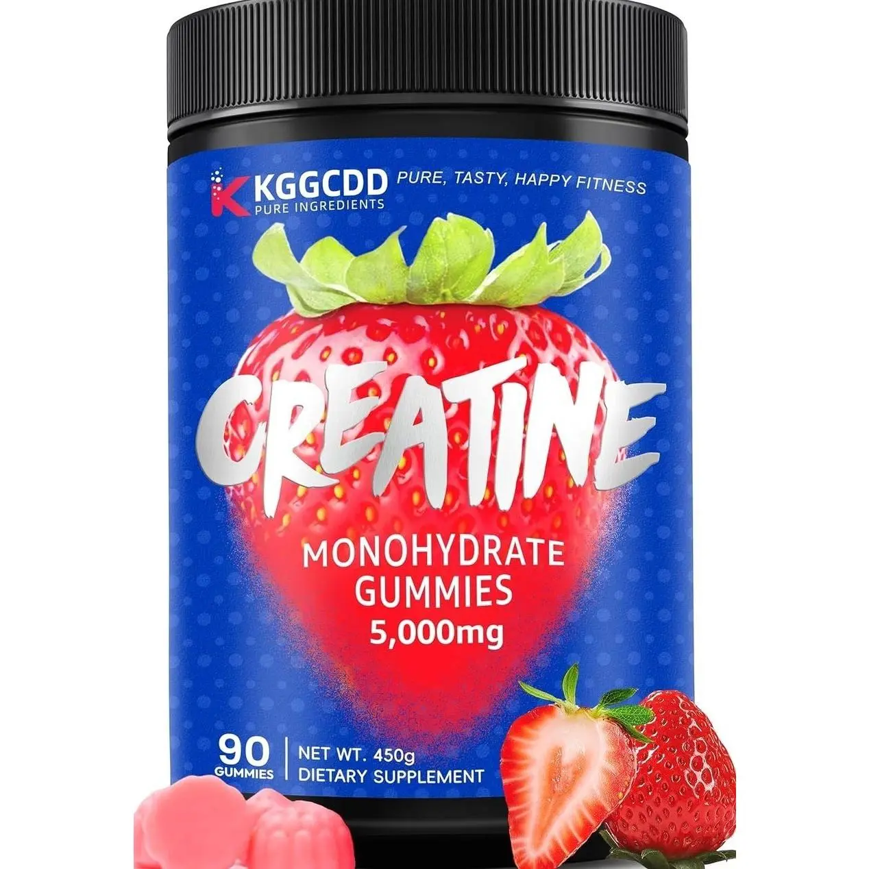 99.99% Creatine Monohydrate Gummies for Men & Women, 5,000mg Tasty Creatine Gummies for Muscle Strength, Endurance, Recovery & Sugar Free, Gluten-Free, Vegan, Non-GMO, 90 Count
