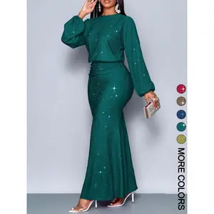 Women's Elegant Mermaid Hem Bodycon Dress, Long Sleeve for Christmas Party & Valentine's Day, Tight-Fitting Evening Gown, Formal Wear