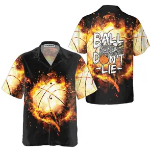 Baseball Ball Don't Lie Hawaiian Shirt, Red Flame Baseball Shirt For Baseball Players, Best Baseball Gift Shirt, Short Sleeve Casual Button Down Shirts Summer Beach Shirt, Tropical Floral Shirt