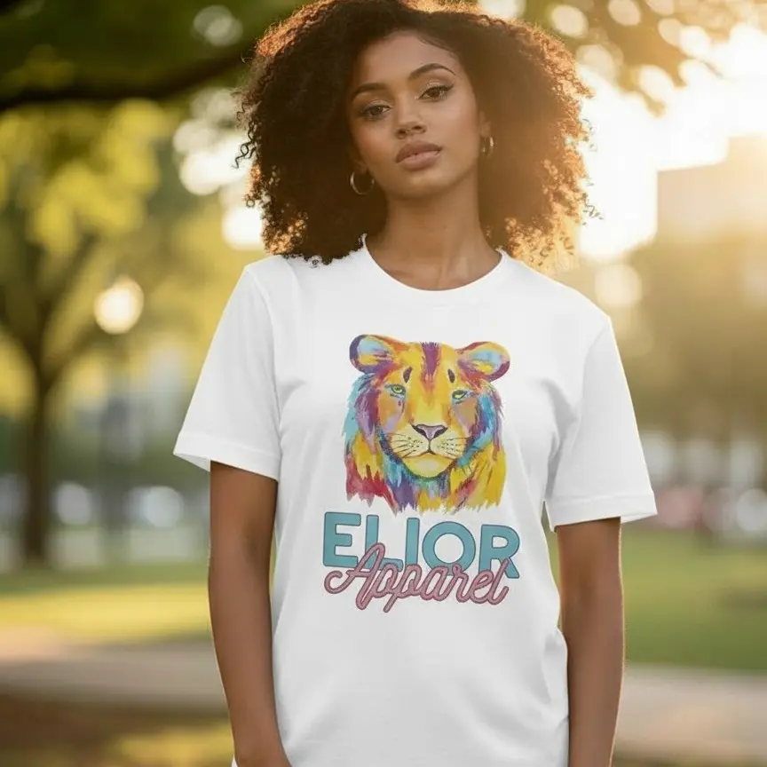 Elior Apparel Signature Lion T-Shirt - Black Gildan T-Shirt, Fitted, Short Sleeve, Crew Neck, Casual Style, Summer Wear