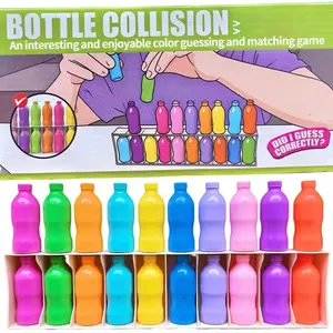Pair of Drink Toys for Kids - Interactive Parent-Child Tabletop Game to Exercise Memory & Logical Thinking Skills, Colorful Plastic Bottle Collide & Match Game with 12 Vibrant Colors, Fine Motor Skills Development, Portable Travel-Friendly for Home,