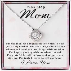 Gift For Step Mom From Daughter - There for Me Love Knot Necklace IIG