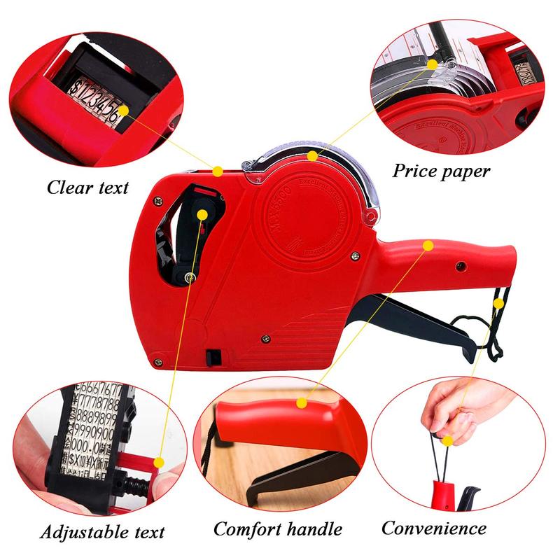 MX-5500 8 Digits Price Tag Gun with 5000 Sticker Labels & 3 Ink Refills Label Maker Kit for Office Retail Grocery Store ABS Material