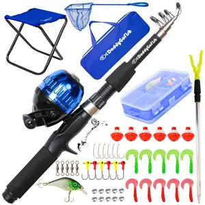 DaddyGoFish Kids Fishing Pole - Rod Reel Combo Tackle Box Starter Set - First Year Small Dock Gear Kit for Boys Girls Toddler Youth Age Beginner Little Children Junior Anglers Older Kids