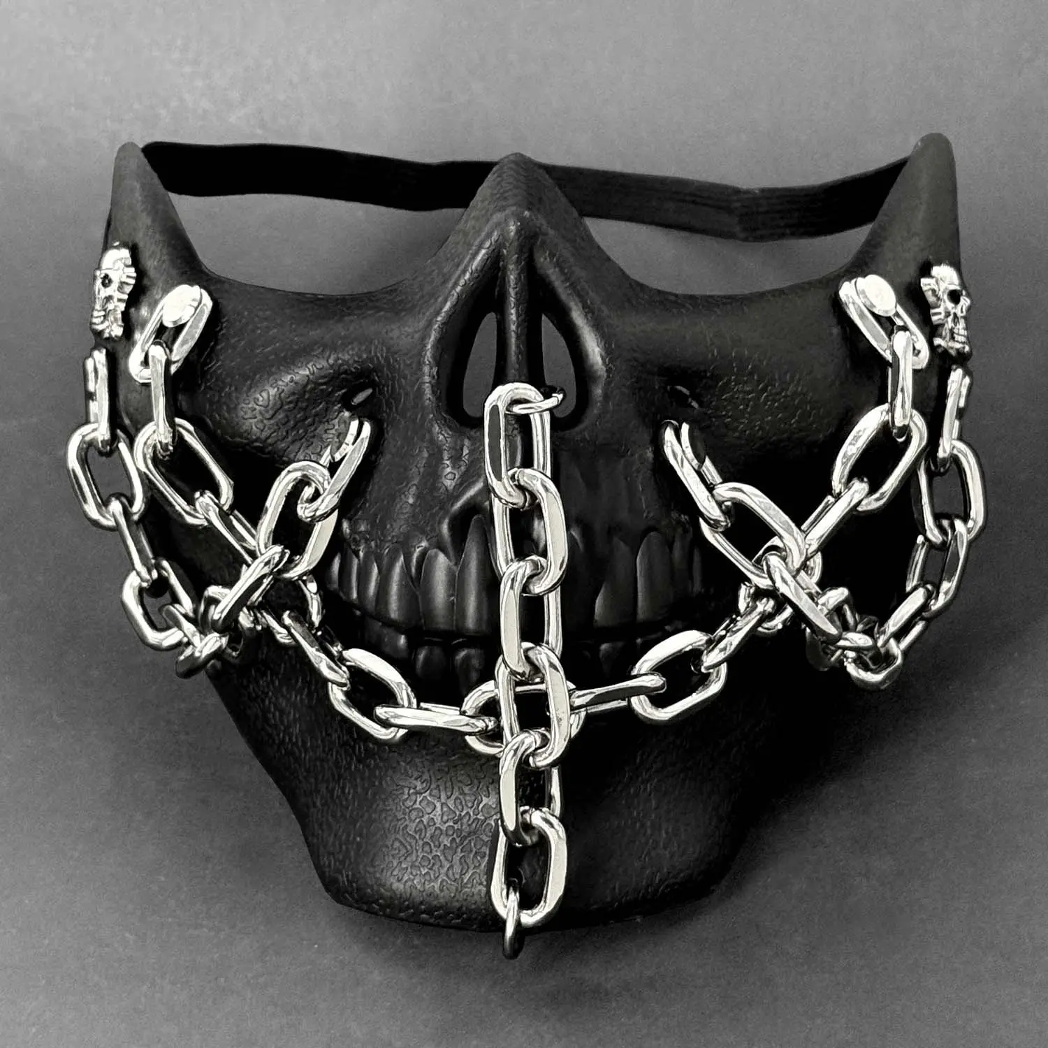 Men's Skull Steampunk Gothic Chain Half Masquerade Mask Cosplay Halloween