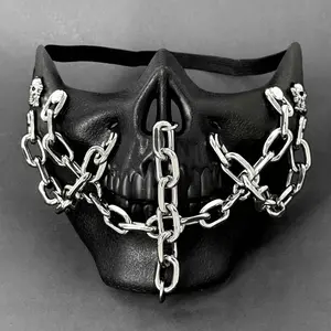 Men's Skull Steampunk Gothic Chain Half Masquerade Mask Cosplay Halloween
