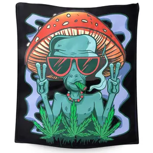 Cannabis Weed Marijuana Throw Blanket - 50x40   Blanket for Women, Men - Soft Plush Blankets for Bed, Couch, Sofa - Black Fuzzy Throws Gifts