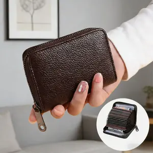 Leather Zip Around Card Holder Wallet - 18 Card Slots & 2 Cash Pockets, Slim Compact Design, Stylish Sleek Zipper Closure for Women Men, Perfect for Daily & Travel Use