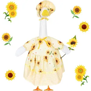 Spring Sunflower Porch Goose Outfit for 23 Inch Lawn Statue, Costume for Cement Plastic Goose Statue, Spring Summer Sculpture Dresses Clothes for Garden Yard Patio Sunflower Party Decor