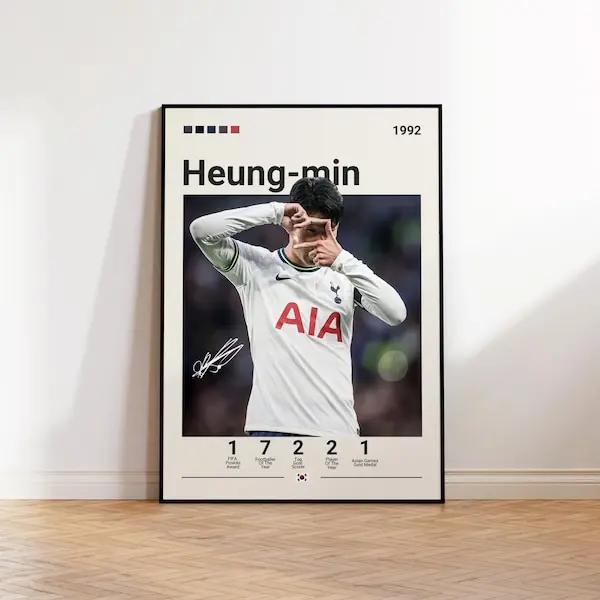 Heung-Min Son Poster, Tottenham Print, Heung-Min Son Fan Gift, Soccer Gifts, Football Player Poster, Soccer Wall Art, Sports Bedroom Print #4700