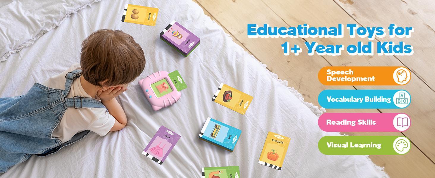 Interactive Voice Card Early Education Learning Machine - Bilingual English and Spanish Vocabulary Flashcards for Kids - Educational Toy to Enhance Preschool Cognitive Development.