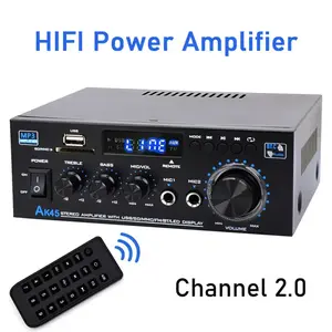 「GIFT」AK45 Bluetooth 5.0 Stereo Amplifier HiFi 2.0 Channel Power Amp with USB SD RCA Dual Microphone Support for Karaoke Home Theater Party Audio Streaming karaoke machine