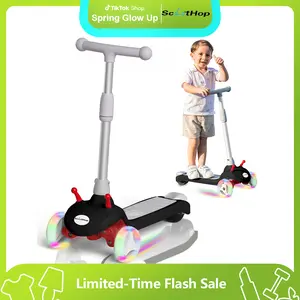 ScootHop K3 Electric Scooter for Kids 3-8 with LED Light-Up Wheels 3 Adjustable Heights C-Shaped Handle Lean-to Steer Design Gift for Boys Girls New Lithium Battery 5-8 Miles Range Safety Balance Bike Easy Assembly TikTokShopSpring Glow Up