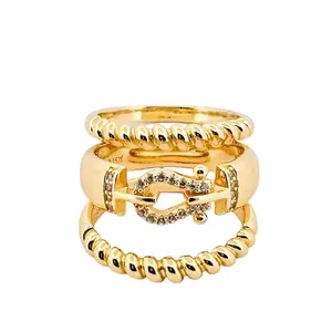 Zaily Stacked Ring 925 Sterling Silver 14k Gold plated