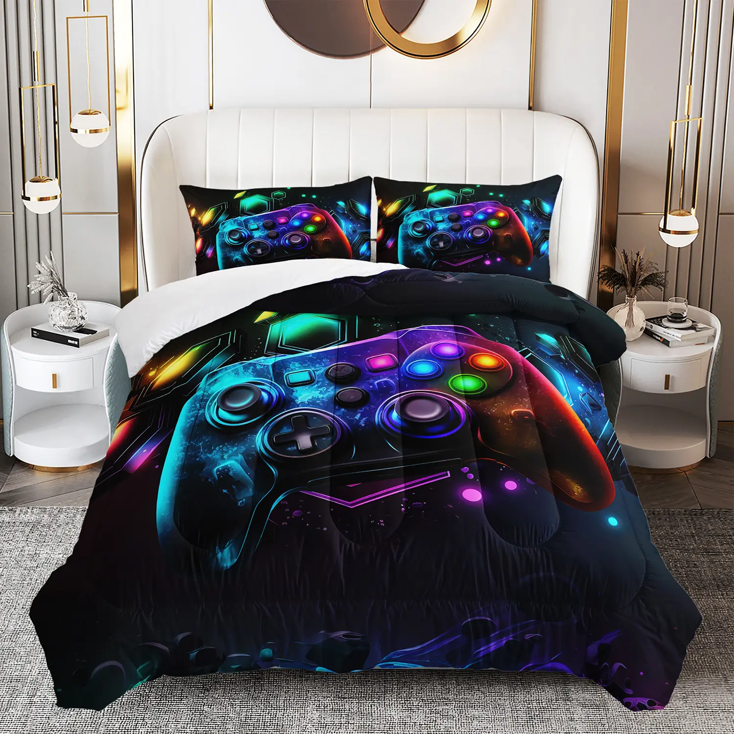 3pcs Gaming Microfibre Duvet Set - Quilt Cover, 2 Pillowcases, Breathable Blanket, Soft Lightweight, Hand Wash Only, Rustic Animals Design, All-Seasons Bedding for Girls' Bedrooms