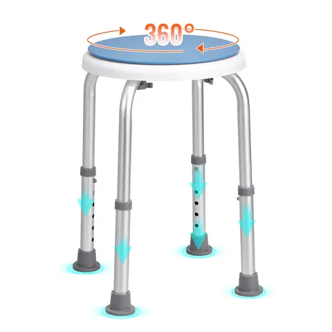 【summerfinds】VEVOR Shower Chair for Inside Shower, 360 Degree Swivel Shower Seat, Adjustable Height Shower Stool, Non-Slip Bench Bathtub Seat Stool for Elderly Disabled Adults Handicap, 300 lbs Capacity