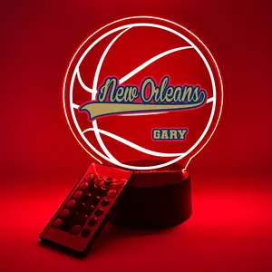 New Orleans Basketball Team, UV Printed, Personalized, Multi-Color Light Up Acrylic Display, Desk, Den, Man cave, Room, Gift Décor, For Boyfriend, Girlfriend, Him, Her, Kid Friendly, Birthday, Anniversary, Christmas, Wedding, Favorite