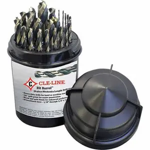 Cle-Force 29-Piece High Speed Steel Maintenance Length Drill Bit Set - 1/16 to 1/2 in, 135° Split Point, Oxide/Gold Finish, Straight Shank, Series 1620 C69384 (29 bits)