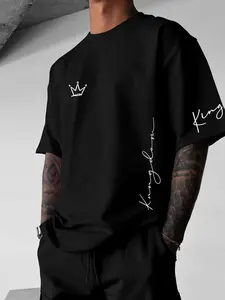 [Breathable Crew Neck T-shirt] Comfortable and Breathable King Letter Crew Neck T-shirt | Men's Round Neck, Loose Design, Summer Outdoor, Casual