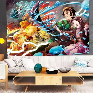 Japanese anime Demon Slayer tapestry for aesthetic dormitory bedroom decoration 60x40 inches Art Home House Gift