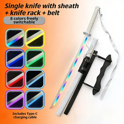 DKD Summer Special: LED Anime Samurai Katana Sword – 40" Color-Changing Cosplay Sword with 10 Modes, Sageo Belt & Display Stand, Cool Easter Gift for Teens, Collectors & Anime Fans,Great for Photos & Parties