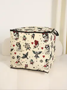 Eagle & Woman Print Blanket Storage Bag, Cute Practical Kids Bedding Organizer, Durable Material with Handle, Perfect for Home Use, Travel Storage, Zipper Bag