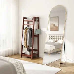EDX Arched Full Length Mirror 62 size Full Body Mirror Rectangle Free Standing Wall Mounted Leaning Hanging Floor Mirrors, Gold