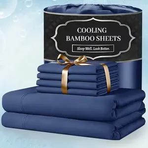 Extra Deep Pocket Bamboo Sheets - Cooling, Soft & Breathable 4/6PCS Bed Sheet Set, Fits Thick Mattresses