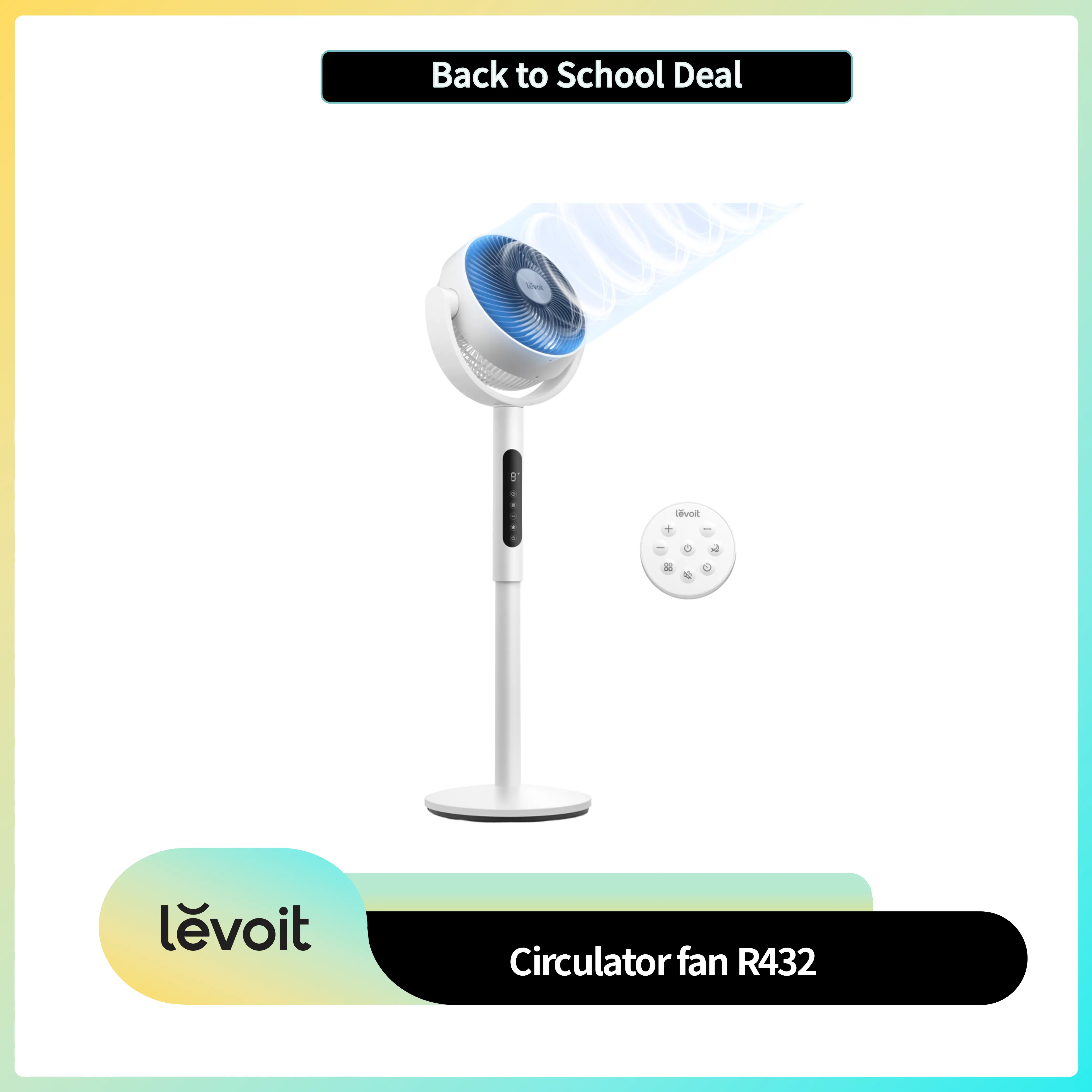 Levoit Corebreeze R432 Multifunctional Portable Tower Rotating Body Fan - Silent Adjustable, DC Motor, 9 Speeds, 20dB, 82ft Range, Sensor, Timer, Pedestal & Tabletop Modes, Remote, Fan for Bedroom, Apartment Stuff, Room Appliances, Silent Adjustable Fan