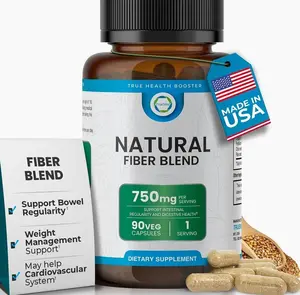 3-in-1 Fiber Supplement – 750mg Organic Blend with Psyllium Husk, Chia & Flax Seed – Plant-Based Fiber Capsules for Digestive Health & Cardiovascular Wellness – Made in USA – 90 Count