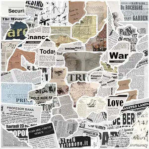 52 Pcs Style Text Graffiti Stickers Decorative Guitar Notes Luggage DIY Waterproof, Universal Use, No Ca Prop 65 Warning