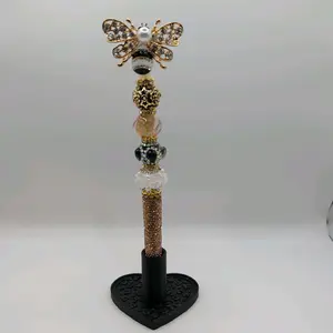 Elegant Beaded Bee Pen with Rhinestone Accents for Stylish Writing Customizable Beadable Design and Sparkling Rhinestone Accents