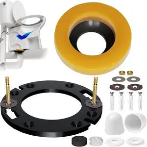 Toilet Flange Repair Kit – Toilet Wax Ring Replacement Kit with Elastic Wax Ring, Rubber Toilet Gasket Seal Kit with Nuts, Washers & Bolt Caps